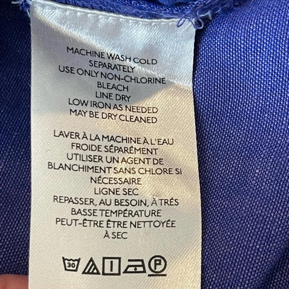 Maeve Linen Blend Short Sleeve Button-Down Shirt - Violet Blue, Anthropologie, L - Picture 6 of 16